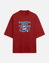 Earth Not Found - Unisex Terry Oversized Tee Unisex Terry Oversized Tee Mango Kulfi Red XS