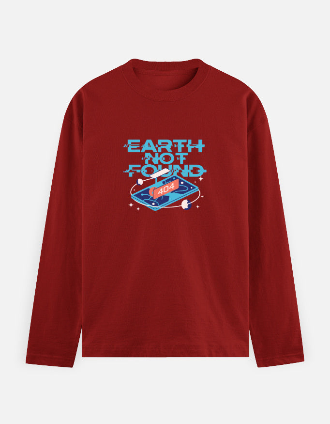Earth Not Found - Men's Full Sleeve T-Shirt Men's Full Sleeve T-Shirt Mango Kulfi Red S