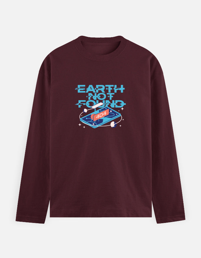 Earth Not Found - Men's Full Sleeve T-Shirt Men's Full Sleeve T-Shirt Mango Kulfi Maroon S