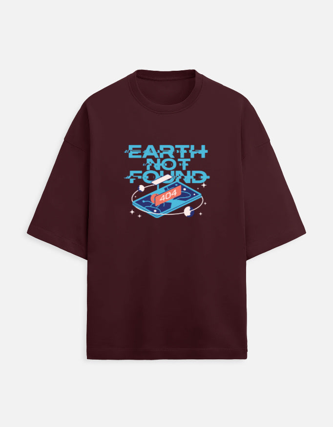 Earth Not Found - Unisex Terry Oversized Tee Unisex Terry Oversized Tee Mango Kulfi Maroon XS