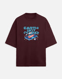Earth Not Found - Unisex Terry Oversized Tee Unisex Terry Oversized Tee Mango Kulfi Maroon XS