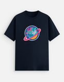 Lost In Orbit - Unisex Stretch T-shirt Cotton Stretch T-shirt Mango Kulfi Navy Blue S
