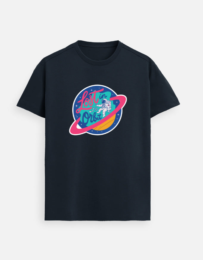 Lost In Orbit - Unisex Supima T-Shirt Supima Cotton T-Shirts Mango Kulfi Navy Blue XS