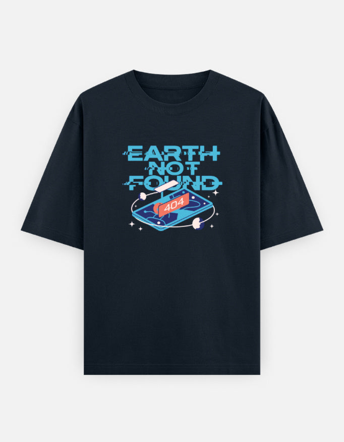 Earth Not Found - Unisex Oversized Classic T-Shirt Unisex Oversized Classic T-Shirt Mango Kulfi Navy Blue XS