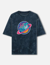Lost In Orbit - Unisex Acid Washed Oversized Tee Acid Washed Oversized T-Shirts Mango Kulfi Navy Blue XS