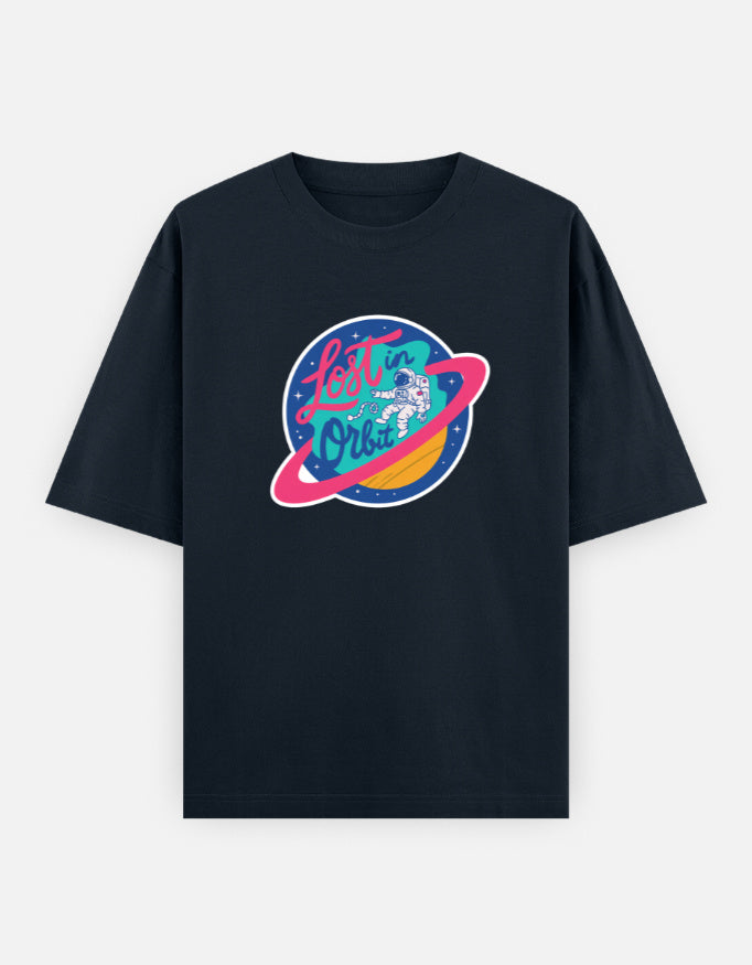 Lost In Orbit - Unisex Oversized Classic T-Shirt Unisex Oversized Classic T-Shirt Mango Kulfi Navy Blue XS