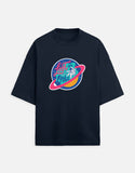 Lost In Orbit - Unisex Terry Oversized Tee Terry Oversized T-Shirts Mango Kulfi Navy Blue XS