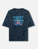 Earth Not Found - Unisex Acid Washed Oversized Tee Acid Washed Oversized T-Shirts Mango Kulfi Navy Blue XS