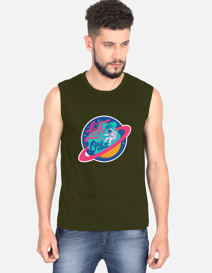 Lost In Orbit - Men's Sleeveless T-Shirt Men's Sleeveless T-Shirt Mango Kulfi Olive Green S