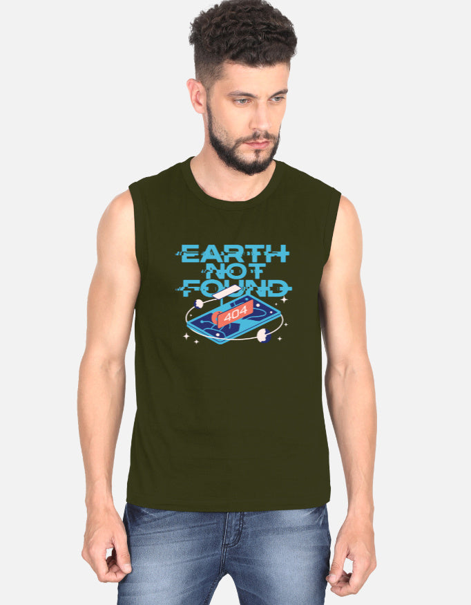 Earth Not Found - Men's Sleeveless T-Shirt Men's Sleeveless T-Shirt Mango Kulfi Olive Green S