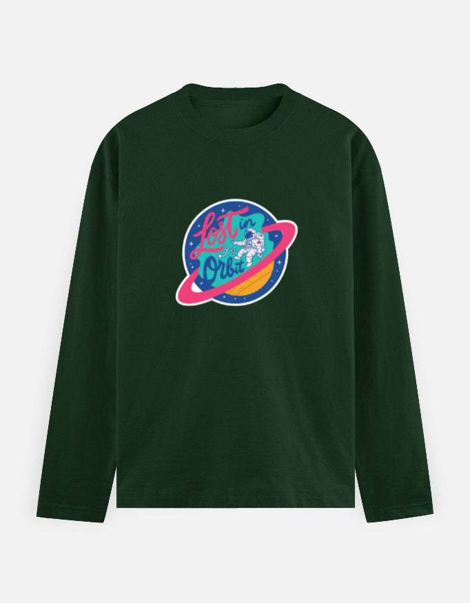 Lost In Orbit - Men's Full Sleeve T-Shirt Men's Full Sleeve T-Shirt Mango Kulfi Bottle Green S