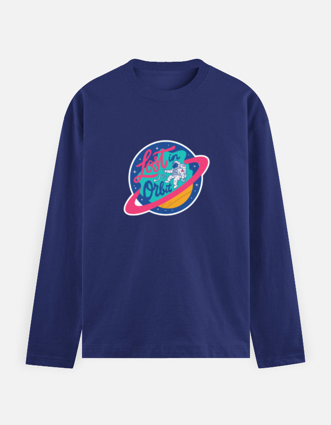 Lost In Orbit - Men's Full Sleeve T-Shirt Men's Full Sleeve T-Shirt Mango Kulfi Royal Blue S