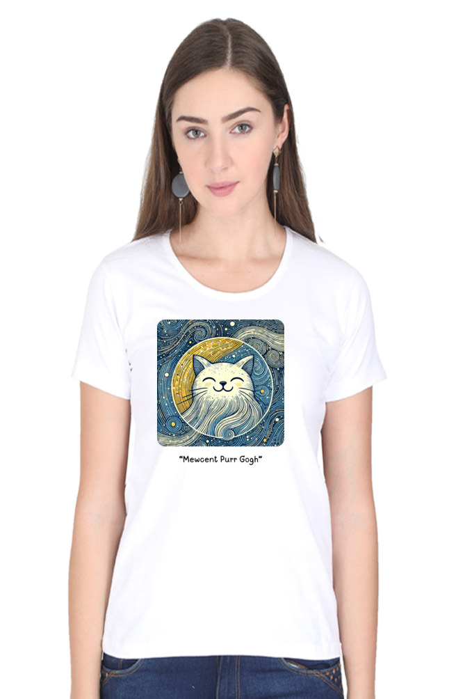 Mewcent Purr Gogh: Women's T-shirt Women's T-shirt Round Neck Mango Kulfi