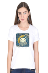 Mewcent Purr Gogh: Women's T-shirt Women's T-shirt Round Neck Mango Kulfi White XS