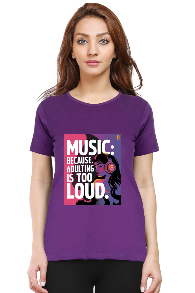 Adulting: Women's Round Neck T-Shirt Women's Round Neck Classic T-Shirts Mango Kulfi Purple XS