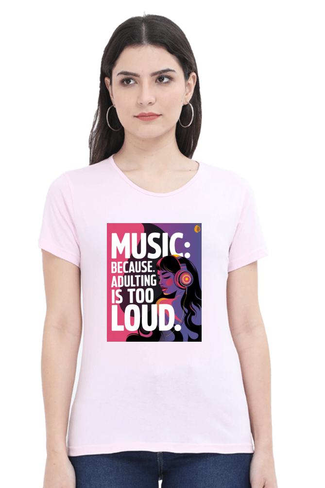 Adulting: Women's Round Neck T-Shirt Women's Round Neck Classic T-Shirts Mango Kulfi Light Baby Pink XS