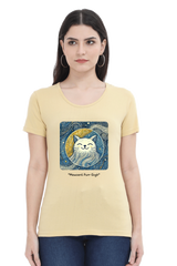 Mewcent Purr Gogh: Women's T-shirt Women's T-shirt Round Neck Mango Kulfi Beige XS