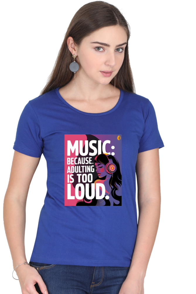 Adulting: Women's Round Neck T-Shirt Women's Round Neck Classic T-Shirts Mango Kulfi Royal Blue XS