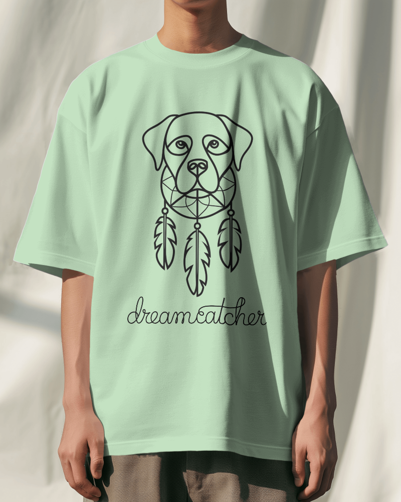 Dreamcatcher Doggo: Terry Oversized T-Shirt Terry Oversized T-Shirt Mango Kulfi Jade XS