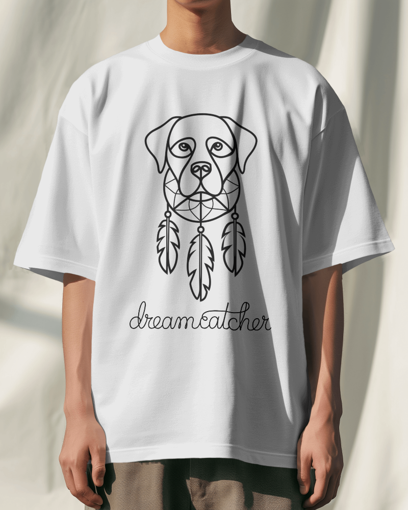 Dreamcatcher Doggo: Terry Oversized T-Shirt Terry Oversized T-Shirt Mango Kulfi White XS