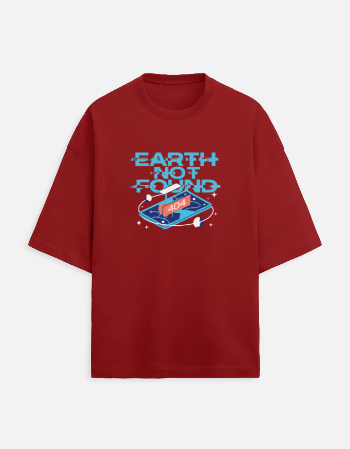 Earth Not Found - Unisex Terry Oversized Tee Unisex Terry Oversized Tee Mango Kulfi Red XS