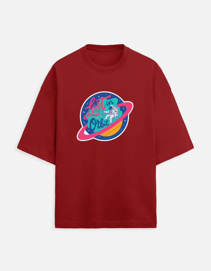 Lost In Orbit - Unisex Terry Oversized Tee Terry Oversized T-Shirts Mango Kulfi Red XS