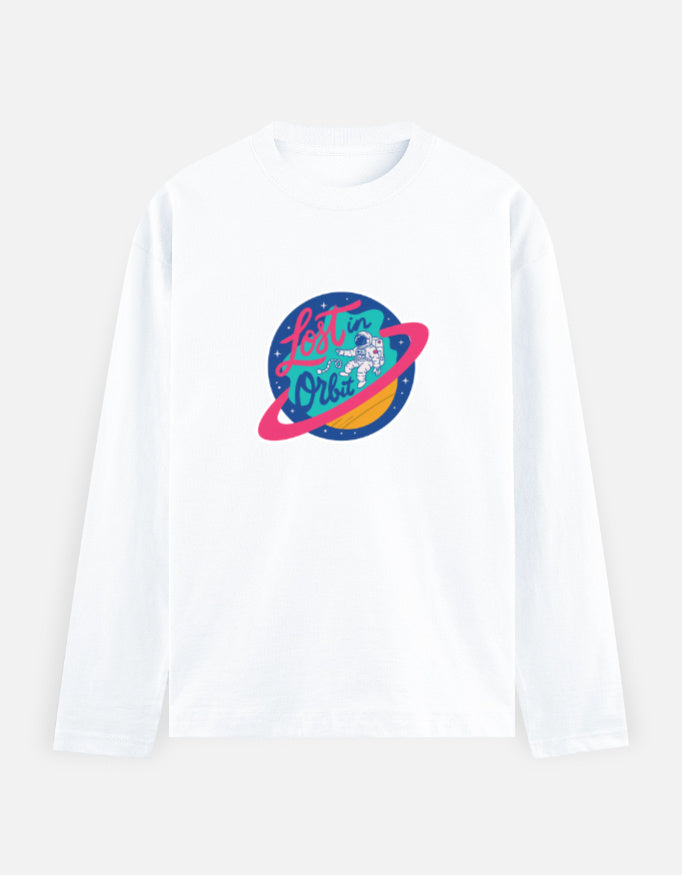 Lost In Orbit - Men's Full Sleeve T-Shirt Men's Full Sleeve T-Shirt Mango Kulfi White S