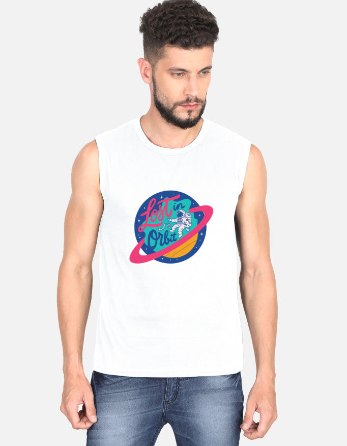 Lost In Orbit - Men's Sleeveless T-Shirt Men's Sleeveless T-Shirt Mango Kulfi White S