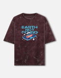 Earth Not Found - Unisex Acid Washed Oversized Tee Acid Washed Oversized T-Shirts Mango Kulfi Maroon XS