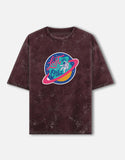Lost In Orbit - Unisex Acid Washed Oversized Tee Acid Washed Oversized T-Shirts Mango Kulfi Maroon XS