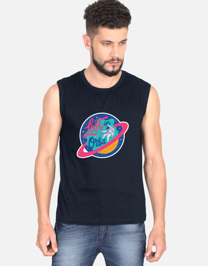 Lost In Orbit - Men's Sleeveless T-Shirt Men's Sleeveless T-Shirt Mango Kulfi Navy Blue S