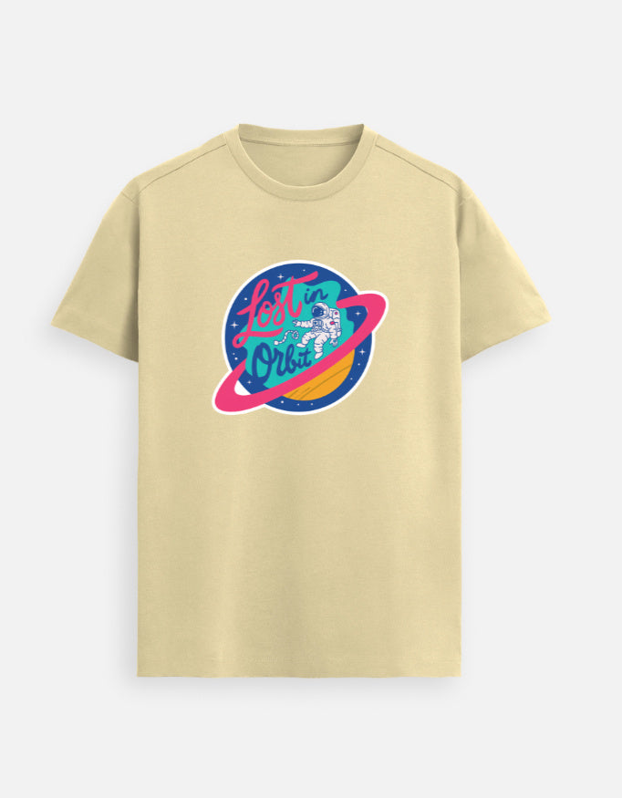 Lost In Orbit - Unisex Supima T-Shirt Supima Cotton T-Shirts Mango Kulfi Beige XS