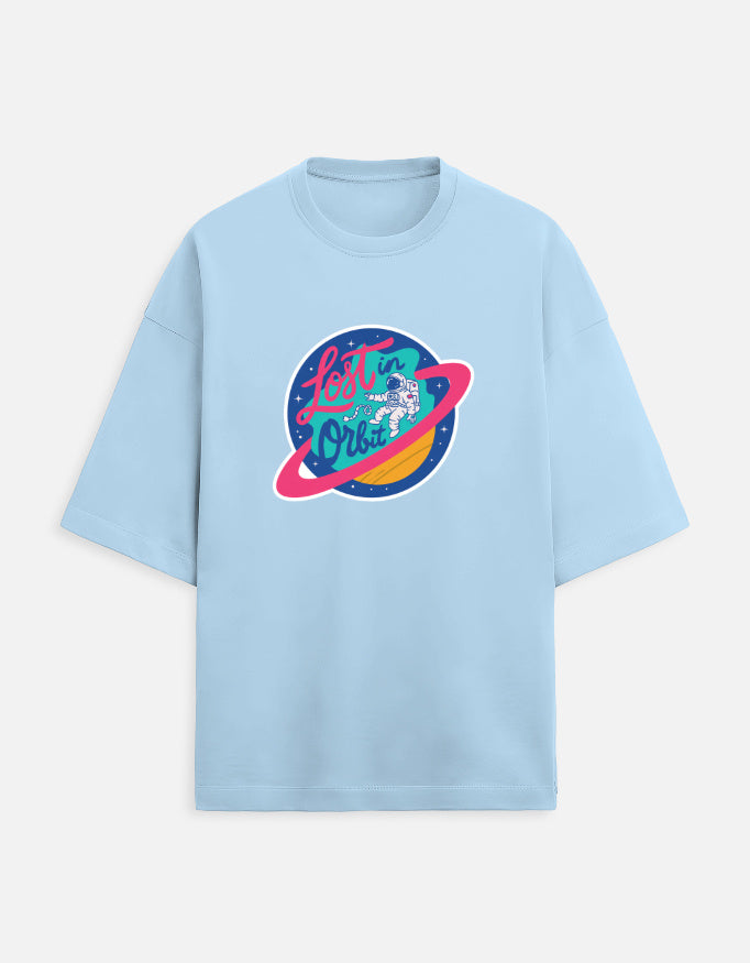 Lost In Orbit - Unisex Terry Oversized Tee Terry Oversized T-Shirts Mango Kulfi Baby Blue XS