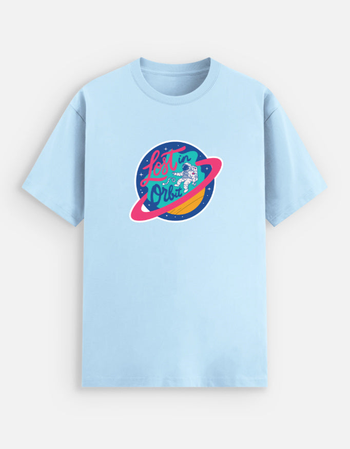 Lost In Orbit - Unisex Stretch T-shirt Cotton Stretch T-shirt Mango Kulfi Baby Blue S