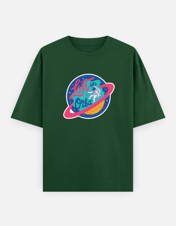 Lost In Orbit - Unisex Oversized Classic T-Shirt Unisex Oversized Classic T-Shirt Mango Kulfi Bottle Green XS
