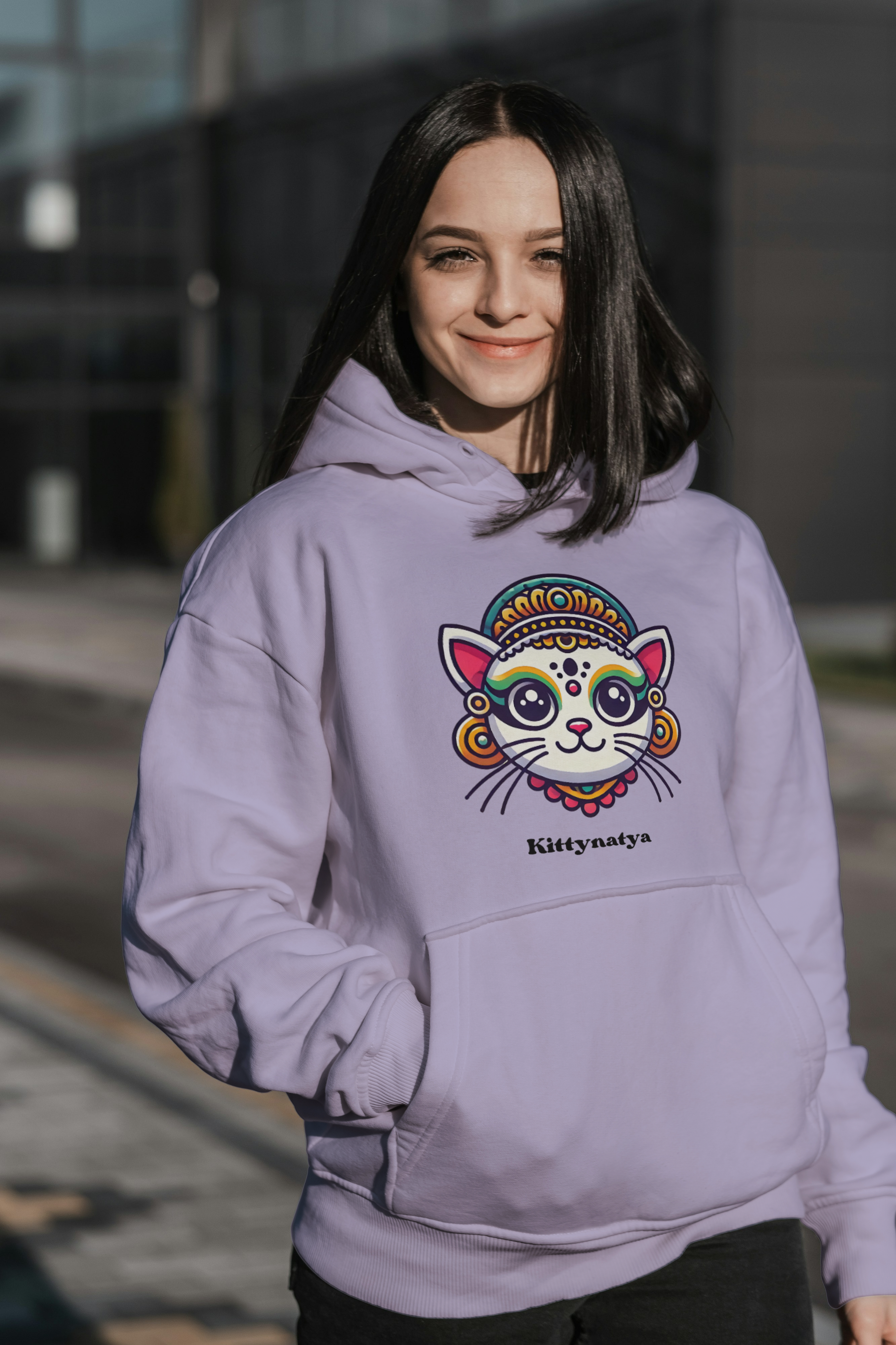 Kittynatya - Women's Hooded Sweatshirt Hooded Sweatshirt Female Mango Kulfi Lavender XS