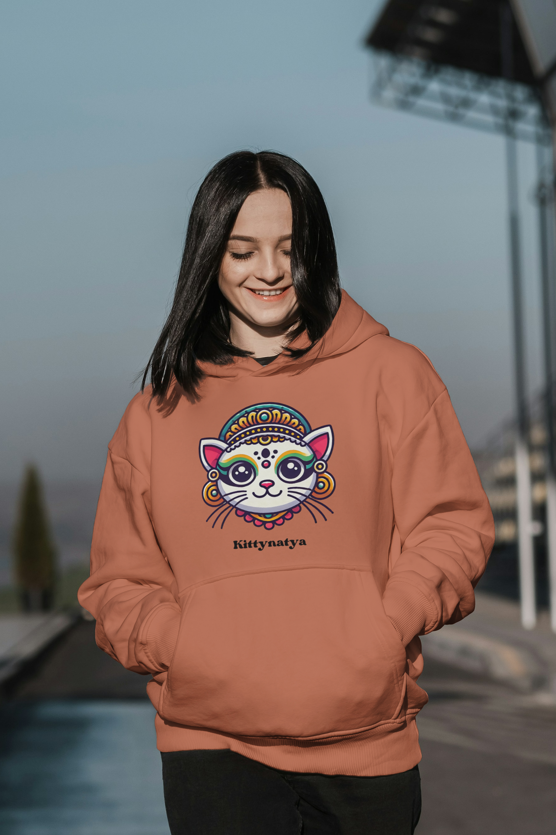 Kittynatya - Women's Hooded Sweatshirt Hooded Sweatshirt Female Mango Kulfi Coral XS