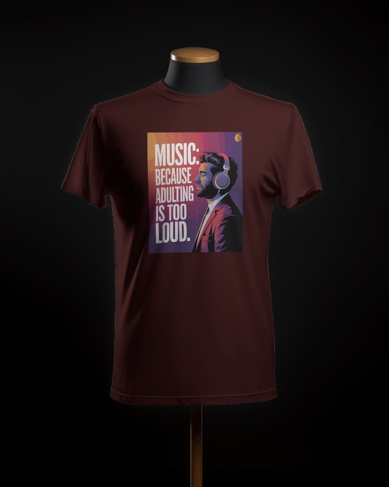 Adulting Is Loud: Men's Round Neck Half Sleeve Classic T-Shirt Men's Round Neck Half Sleeve Classic T-Shirt Mango Kulfi Maroon S